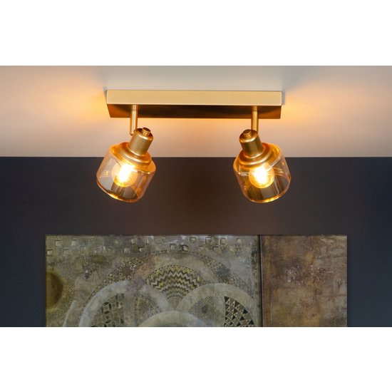 Luxuriöse klassische 2xE14 Deckenlampe in mattem Gold/Messing