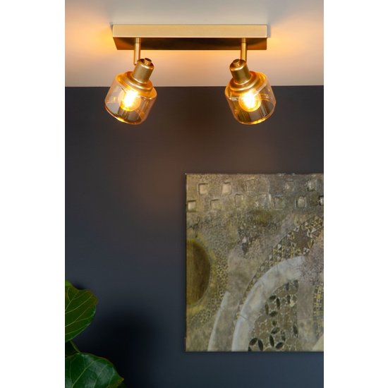 Plafonnier classique luxueux 2xE14 or mat/laiton