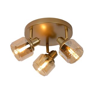 Luxueus klassieke mat goud/messing plafondlamp 3xE14 rond