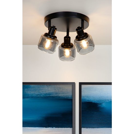 Luxurious classic black ceiling lamp 3xE14 round