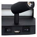 Multifunctional black wall lamp 10W with USB charging point