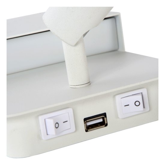 Multifunctional white wall lamp 10W with USB charging point