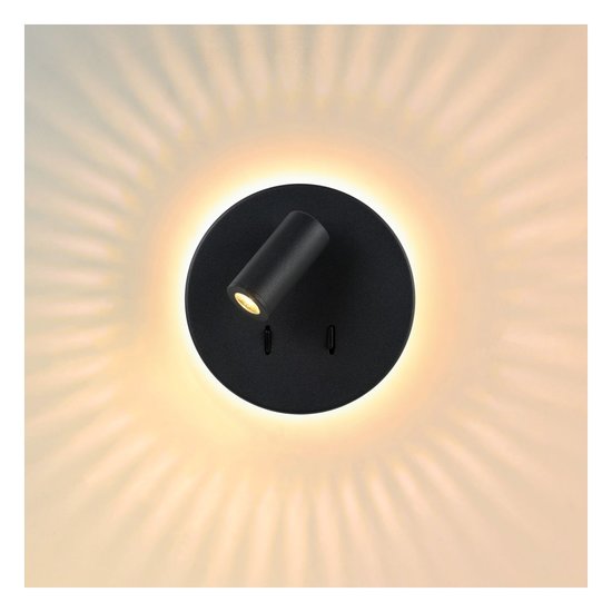 Exceptional rotatable black wall lamp 14 cm 11W 3000K