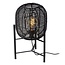 Scandinavian tripod table lamp with black wicker cage E27