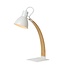 Lámpara de escritorio escandinava blanca con madera curvada E27