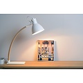 Lampe de bureau scandinave blanche avec bois courbé E27