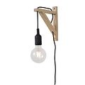 Aplique simple negro con madera E27