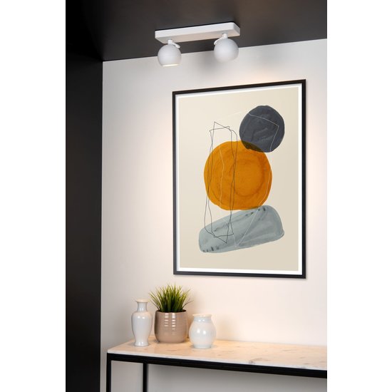 Charmant witte moderne plafondspot 2xGU10 met bollen