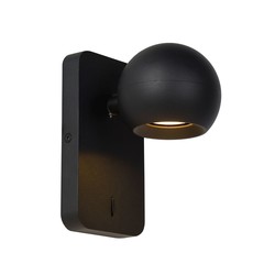 Charming black wall spotlight GU10 with LED in sphere