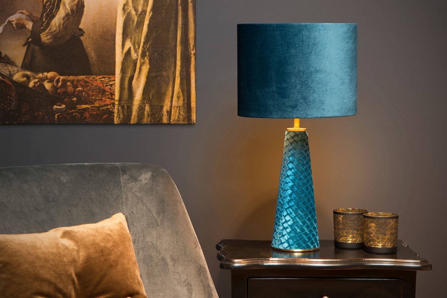 Lampe de table turquoise élégante spéciale 25 cm E27