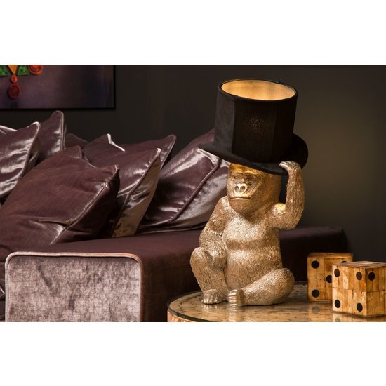 Gorilla black table lamp with hat 22.5 cm E14