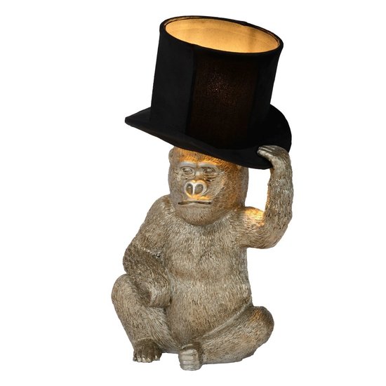 Gorilla schwarze Tischlampe mit Hut 22,5 cm E14