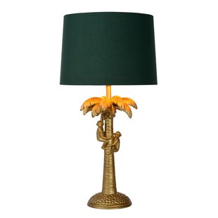 Jungle matt gold/brass table lamp with shade 30.5 cm E27