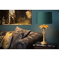 Jungle matt gold/brass table lamp with shade 30.5 cm E27