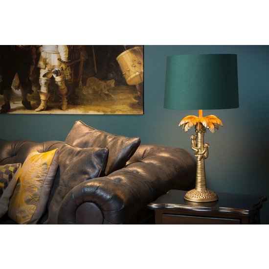 Jungle matt gold/brass table lamp with shade 30.5 cm E27