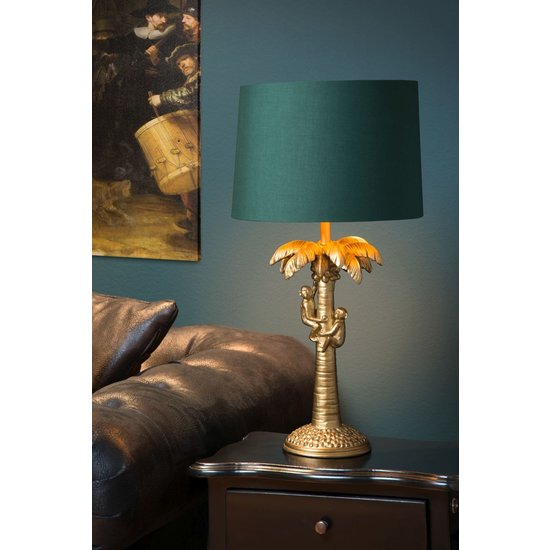 Jungle matt gold/brass table lamp with shade 30.5 cm E27