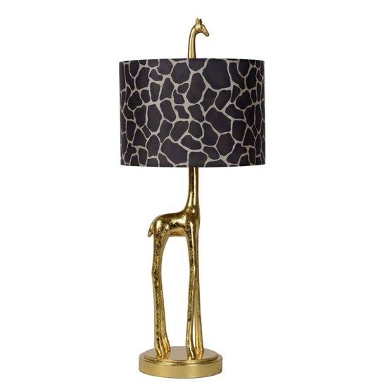 Giraffe matt gold/brass with safari design table lamp E27