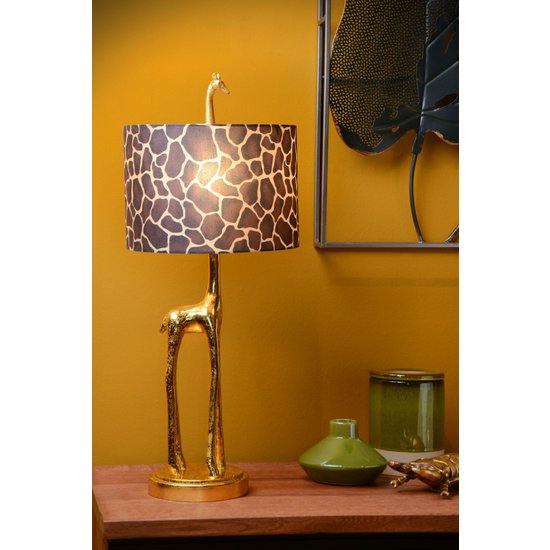 Giraffe oro mate/latón con lámpara de mesa diseño safari E27