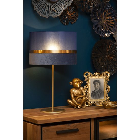 Retro round large blue table lamp 30 cm E27