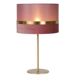 Grande lampe de table rétro ronde rose 30 cm E27