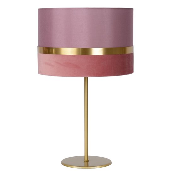 Grande lampe de table rétro ronde rose 30 cm E27