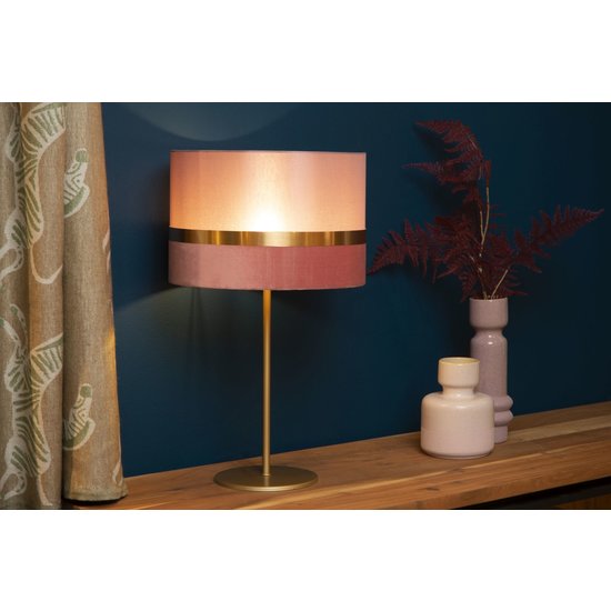 Grande lampe de table rétro ronde rose 30 cm E27