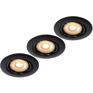 3 spots round black recessed spot 81mm incl dimmable GU10 3x5W 3000K