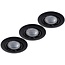 3 spots round black recessed spot 81mm incl dimmable GU10 3x5W 3000K