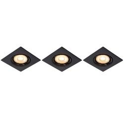 Spot encastrable carré noir 3 spots 81mm incl dimmable GU10 3x5W 3000K