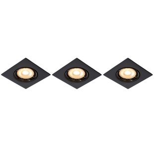 3 spots square black recessed spot 81mm incl dimmable GU10 3x5W 3000K