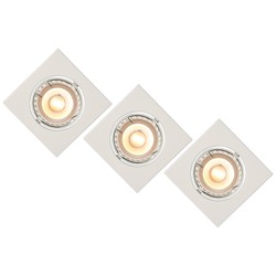 3 spots square white recessed spot 81mm incl dimmable GU10 3x5W 3000K