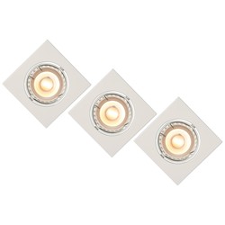 Spot encastrable blanc carré 3 spots 81mm incl dimmable GU10 3x5W 3000K