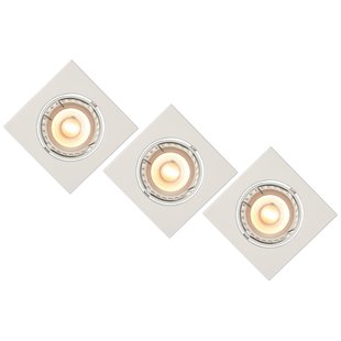 3 spots square white recessed spot 81mm incl dimmable GU10 3x5W 3000K