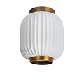 White/brass ribbed ceiling lamp 19.5 cm E27 white