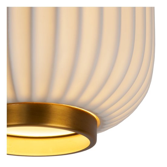 Weiß/Messing geriffelte Deckenlampe 19,5 cm E27 weiß