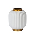 Weiß/Messing gerippte niedrige Tischlampe 19,7 cm E14