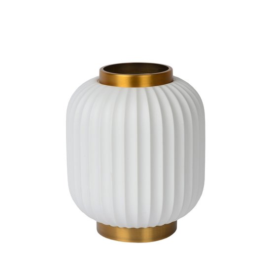 Weiß/Messing gerippte niedrige Tischlampe 19,7 cm E14