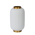 White/brass ribbed high table lamp 19.7 cm E14