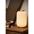 White/brass ribbed high table lamp 19.7 cm E14