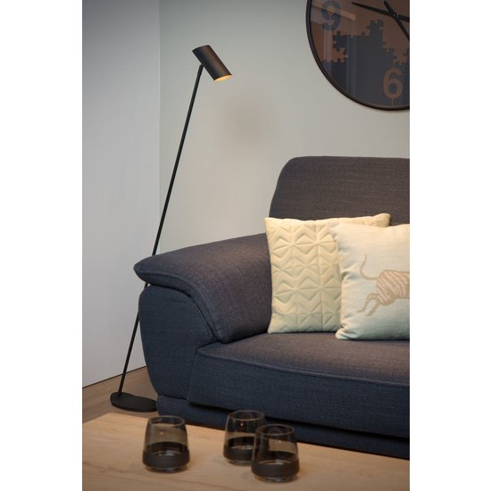 Elegant slim anthracite standing reading lamp GU10