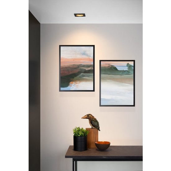 Rural recessed black recessed spot 9.1 cm square GU10