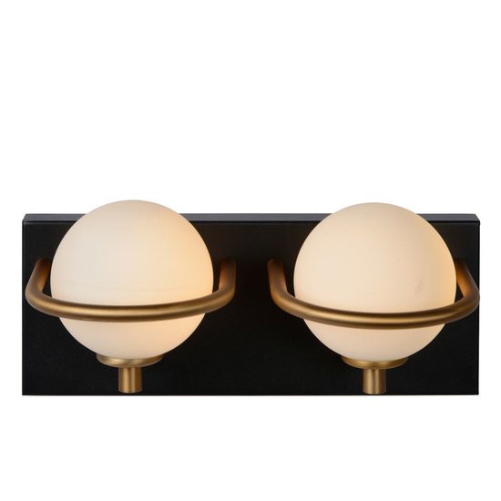 Aplique de baño 2xG9 IP44 negro con latón