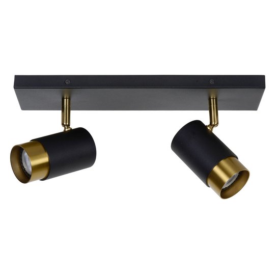 Cálido y moderno foco de techo negro 2xGU10