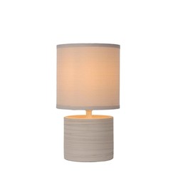 Lampe à poser beige pierre 14 cm avec abat-jour E14