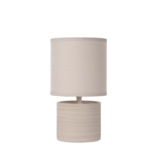 Steinbeige Tischlampe 14 cm mit Schirm E14