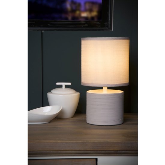 Stone beige table lamp 14 cm with shade E14