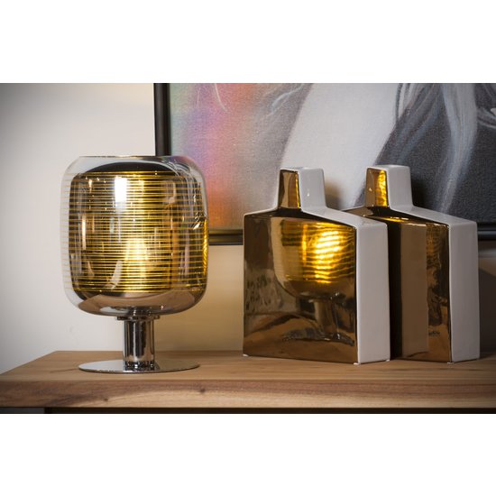 Quirky modern chrome table lamp 20 cm dia E27