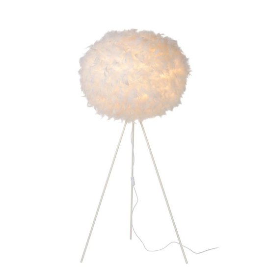 Stehlampe 50 cm mit weißen Federn E27