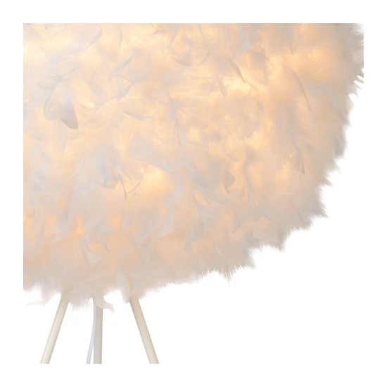 Stehlampe 50 cm mit weißen Federn E27