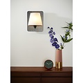 Grayed wooden wall lamp E14 with white shade